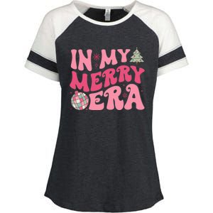 Christmas In My Merry Era Xmas Holiday Christmas Enza Ladies Jersey Colorblock Tee