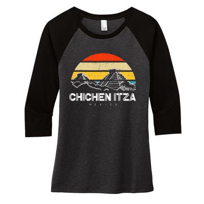 Chichen Itza Mexico Vacation Women's Tri-Blend 3/4-Sleeve Raglan Shirt