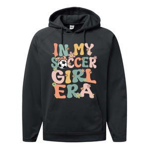 Cute In My Soccer Era Retro Groovy Soccer Performance Fleece Hoodie