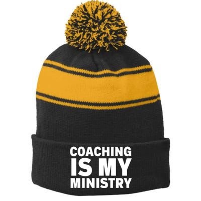 Coaching Is My Ministry Stripe Pom Pom Beanie