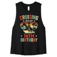 Cruising Into My 16th Birthday Family Cruise 16 Birthday Women's Racerback Cropped Tank