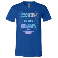 Cooking Is My Therapy Ironic Baking Chef Gift V-Neck T-Shirt