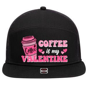 Coffee Is My Valentine Retro Cute 7 Panel Mesh Trucker Snapback Hat