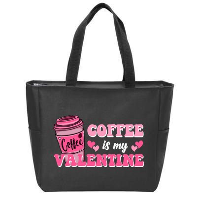Coffee Is My Valentine Retro Cute Zip Tote Bag