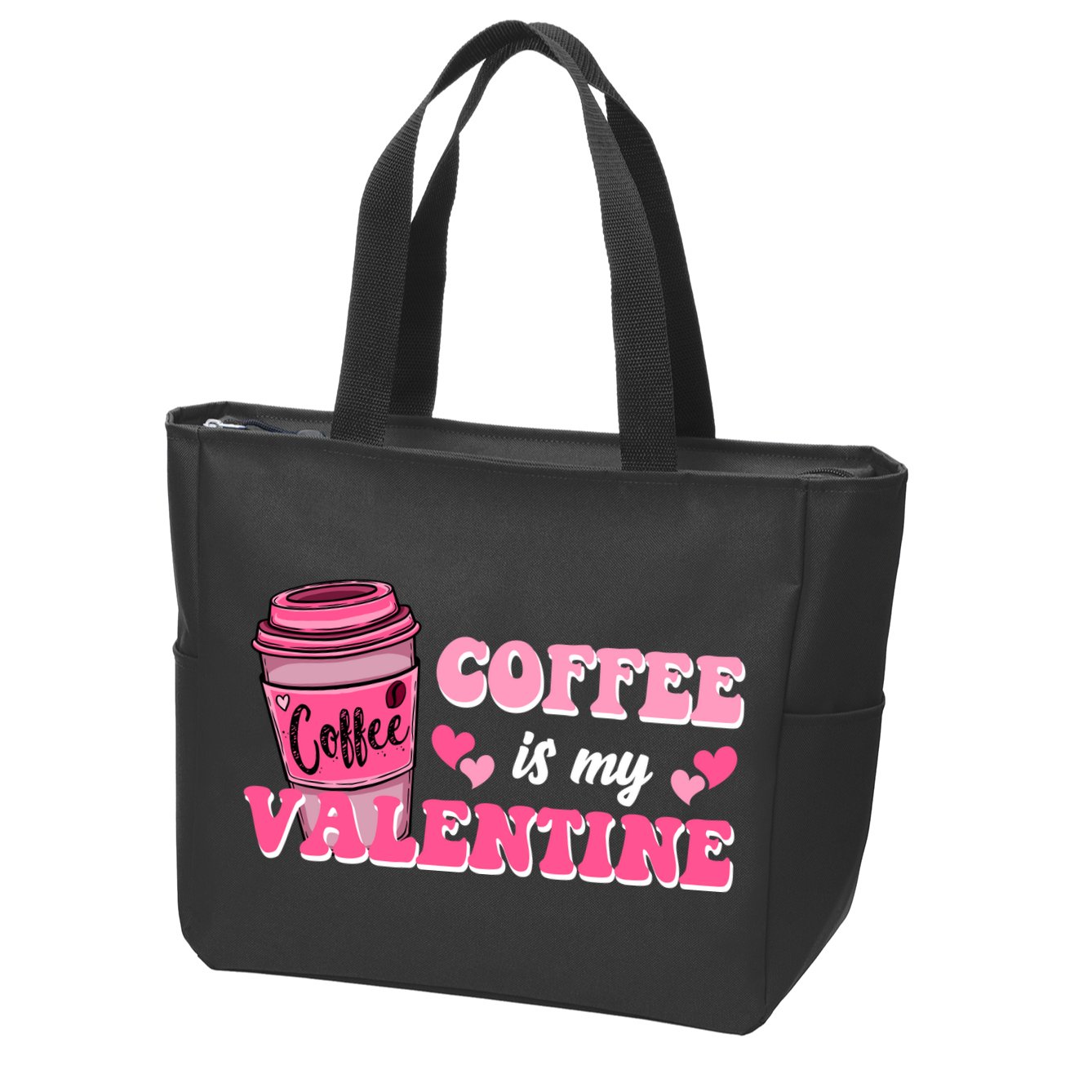 Coffee Is My Valentine Retro Cute Zip Tote Bag