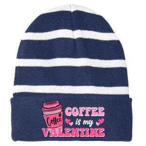 Coffee Is My Valentine Retro Cute Striped Beanie with Solid Band