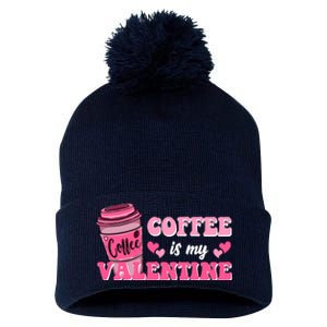 Coffee Is My Valentine Retro Cute Pom Pom 12in Knit Beanie