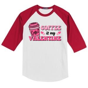 Coffee Is My Valentine Retro Cute Kids Colorblock Raglan Jersey