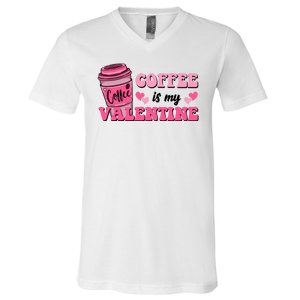 Coffee Is My Valentine Retro Cute V-Neck T-Shirt