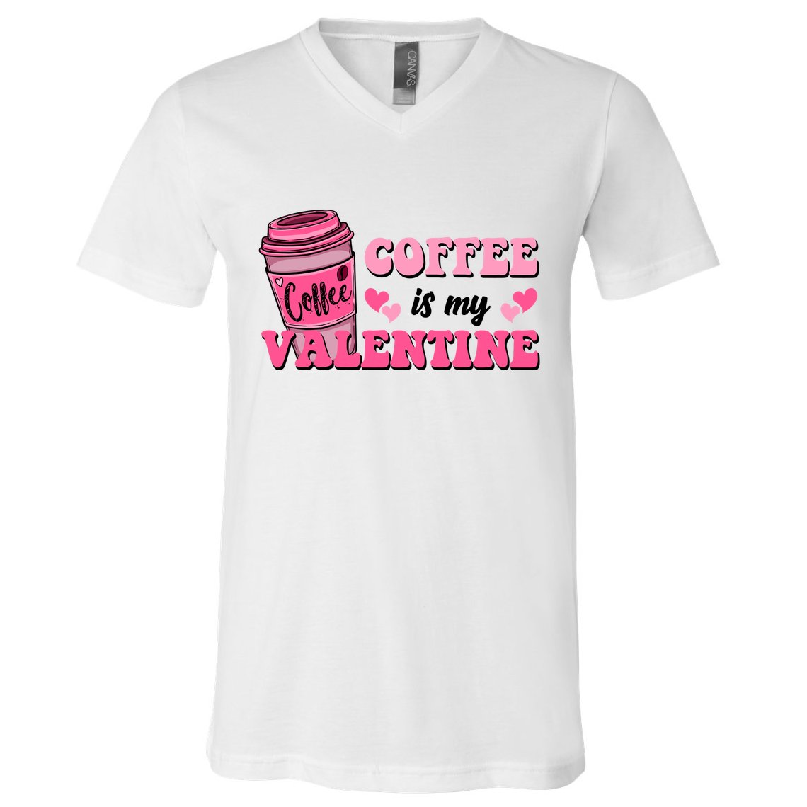 Coffee Is My Valentine Retro Cute V-Neck T-Shirt