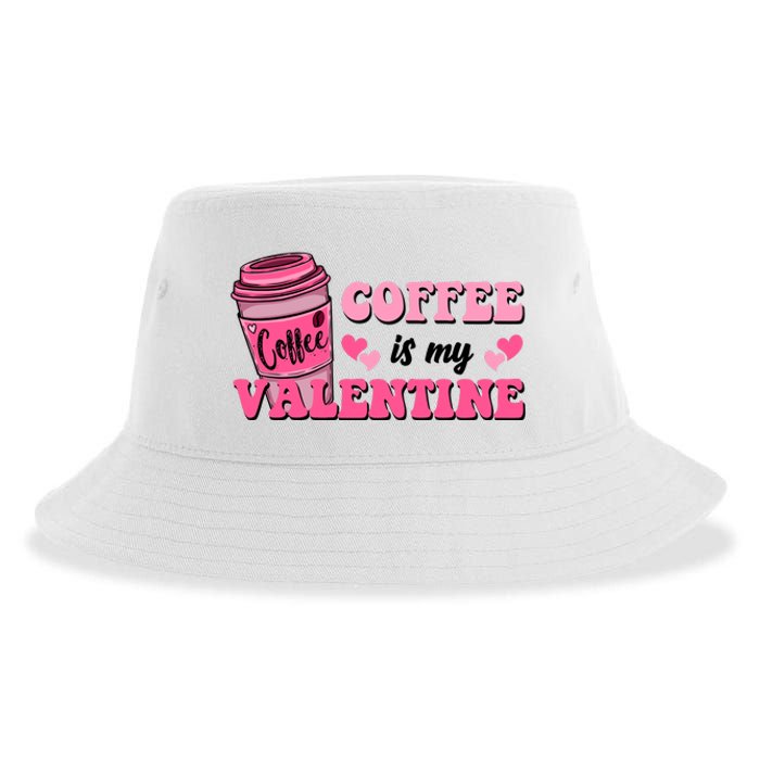 Coffee Is My Valentine Retro Cute Sustainable Bucket Hat