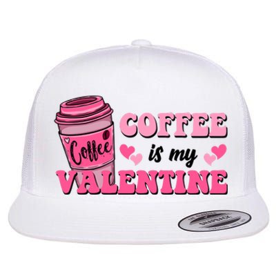 Coffee Is My Valentine Retro Cute Flat Bill Trucker Hat