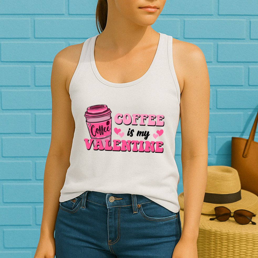 Coffee Is My Valentine Retro Cute Womens Tank Top