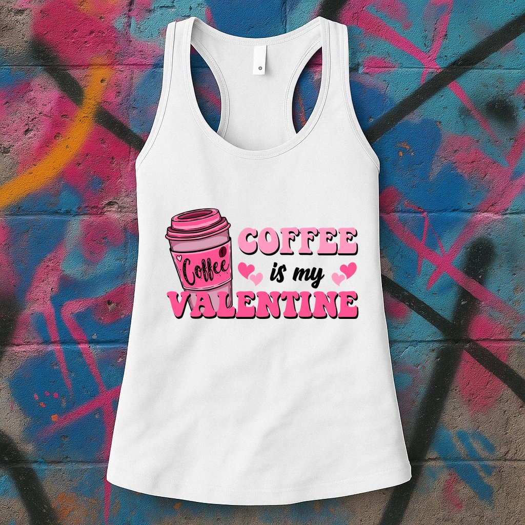 Coffee Is My Valentine Retro Cute Womens Tank Top