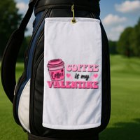 Coffee Is My Valentine Retro Cute Golf Towel