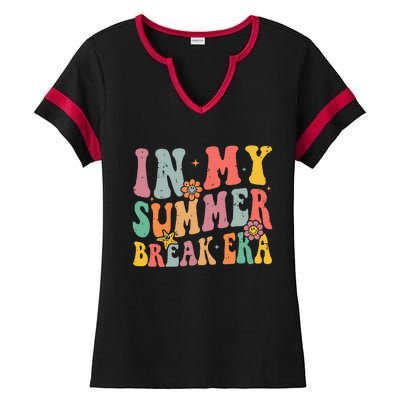 Cute In My Summer Break Era Funny Teacher Last Day Of School Ladies Halftime Notch Neck Tee