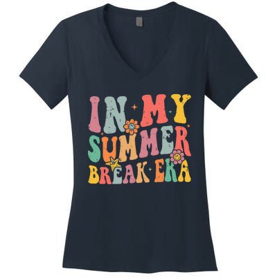 Cute In My Summer Break Era Funny Teacher Last Day Of School Women's V-Neck T-Shirt