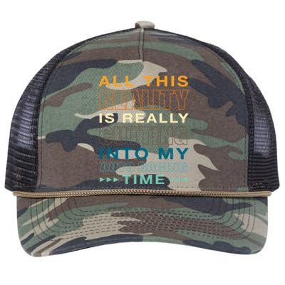 Cutting Into My Auto Racing Time Car Racing Adventure Sports Cool Gift Retro Rope Trucker Hat Cap