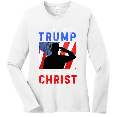 Christ Is My Savior Lord Trump My President Ladies Long Sleeve Shirt