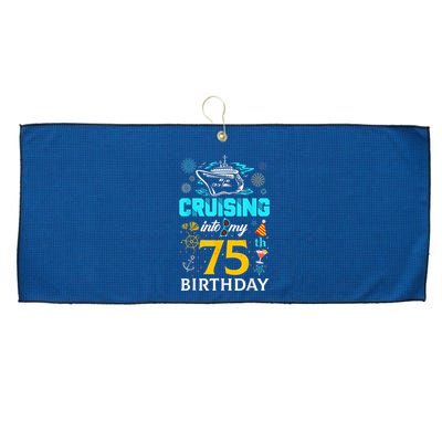 Cruising Into My 75 Year Old Birthday Squad 75th Cruise Bday Large Microfiber Waffle Golf Towel