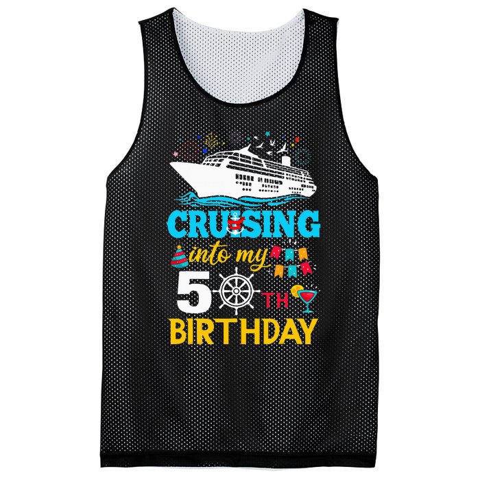 Cruising Into My 50 Year Old Birthday Party 50th BDay Mesh Reversible Basketball Jersey Tank