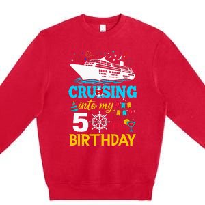 Cruising Into My 50 Year Old Birthday Party 50th BDay Premium Crewneck Sweatshirt