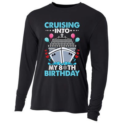 Cruising Into My 80th Birthday 80 Year Old Cruise Birthday Cooling Performance Long Sleeve Crew