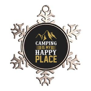 Camping Is My Happy Place Metallic Star Ornament