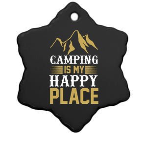 Camping Is My Happy Place Ceramic Star Ornament