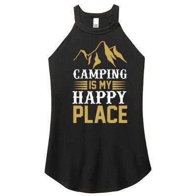 Camping Is My Happy Place Women’s Perfect Tri Rocker Tank