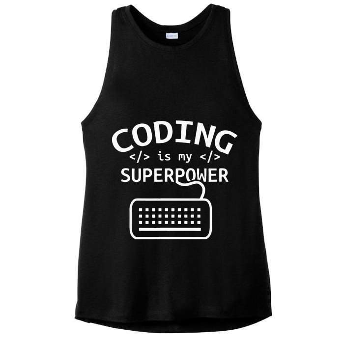 Coding Is My Superpower Coder Code Software Programmer Ladies PosiCharge Tri-Blend Wicking Tank