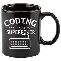 Coding Is My Superpower Coder Code Software Programmer 11oz C Handle Ceramic Mug