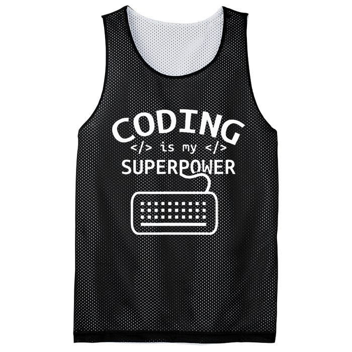 Coding Is My Superpower Coder Code Software Programmer Mesh Reversible Basketball Jersey Tank