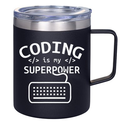 Coding Is My Superpower Coder Code Software Programmer 12oz Stainless Steel Coffee Mug