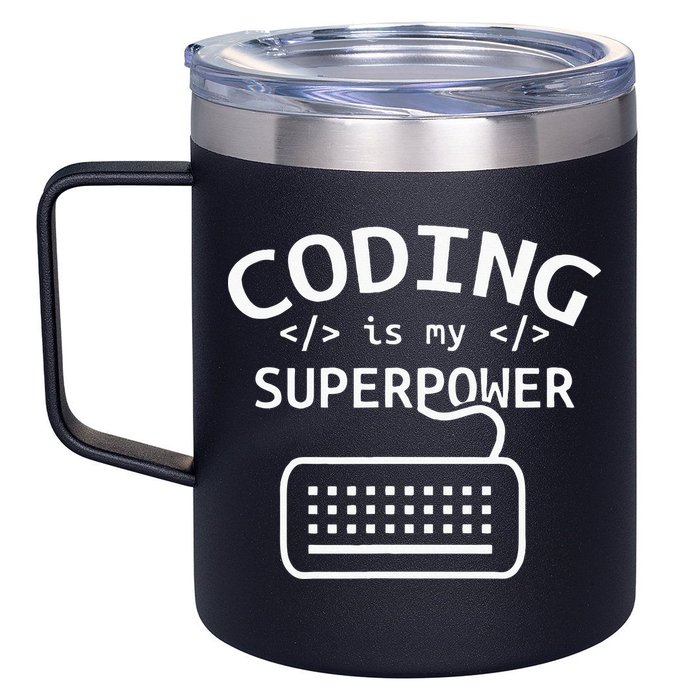 Coding Is My Superpower Coder Code Software Programmer 12oz Stainless Steel Coffee Mug