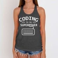 Coding Is My Superpower Coder Code Software Programmer Women's Knotted Racerback Tank