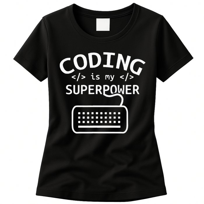 Coding Is My Superpower Coder Code Software Programmer Womens T-Shirt