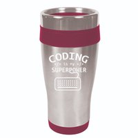 Coding Is My Superpower Coder Code Software Programmer 16oz Travel Tumbler