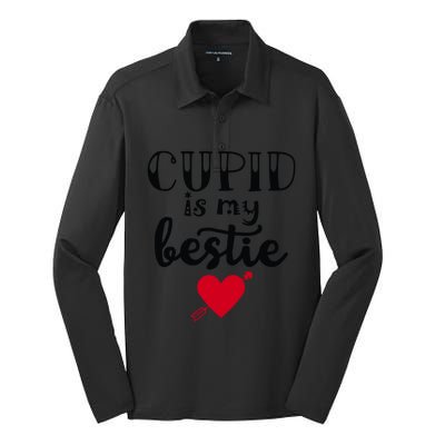 Cupid Is My Bestie Unisex Gift Silk Touch Performance Long Sleeve Polo