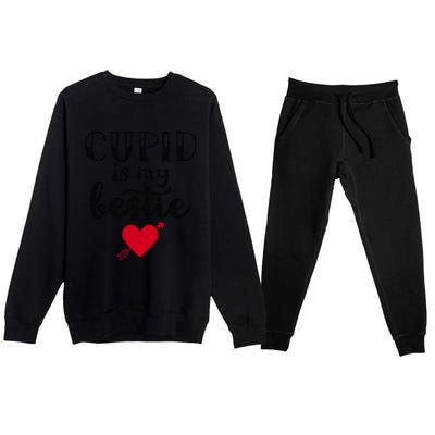 Cupid Is My Bestie Unisex Gift Premium Crewneck Sweatsuit Set