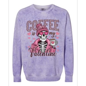 Coffee Is My Valentine Skeleton Mama Colorblast Crewneck Sweatshirt