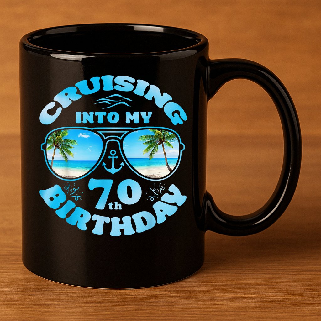 Cruising Into My 70th Birthday-Matching 70th Birthday Cruise 11oz C Handle Ceramic Mug