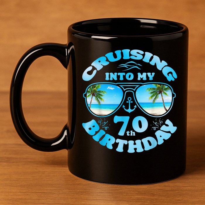 Cruising Into My 70th Birthday-Matching 70th Birthday Cruise 11oz C Handle Ceramic Mug