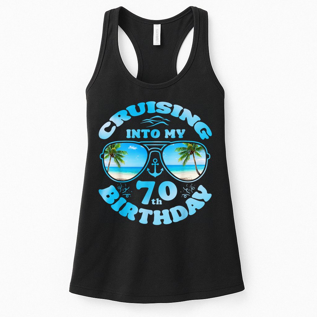 Cruising Into My 70th Birthday-Matching 70th Birthday Cruise Womens Tank Top