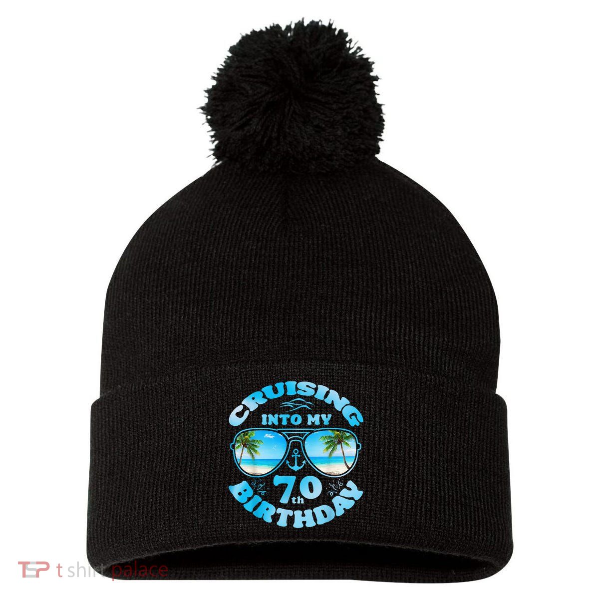 Cruising Into My 70th Birthday-Matching 70th Birthday Cruise Pom Pom 12in Knit Beanie