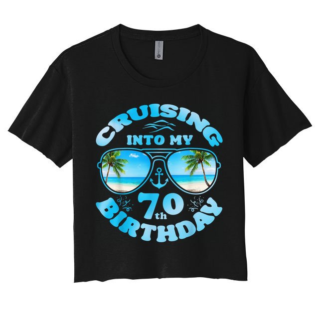Cruising Into My 70th Birthday-Matching 70th Birthday Cruise Crop Top