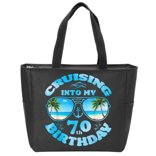 Cruising Into My 70th Birthday-Matching 70th Birthday Cruise Zip Tote Bag