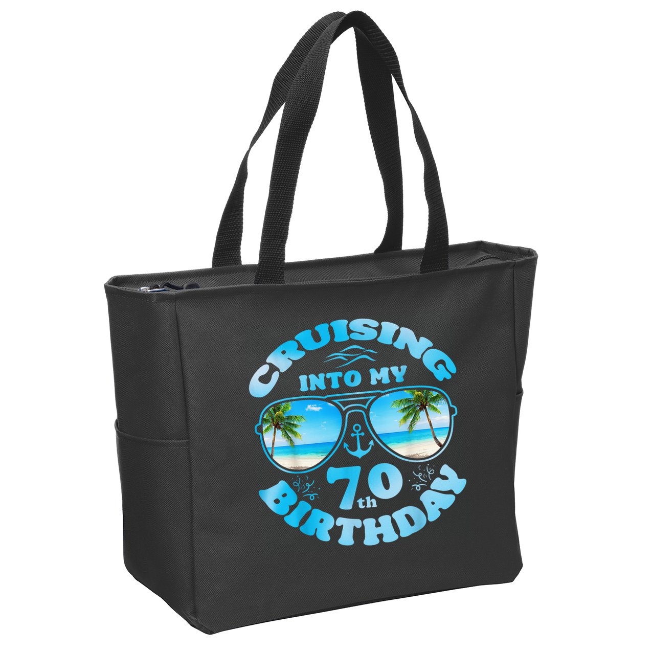 Cruising Into My 70th Birthday-Matching 70th Birthday Cruise Zip Tote Bag
