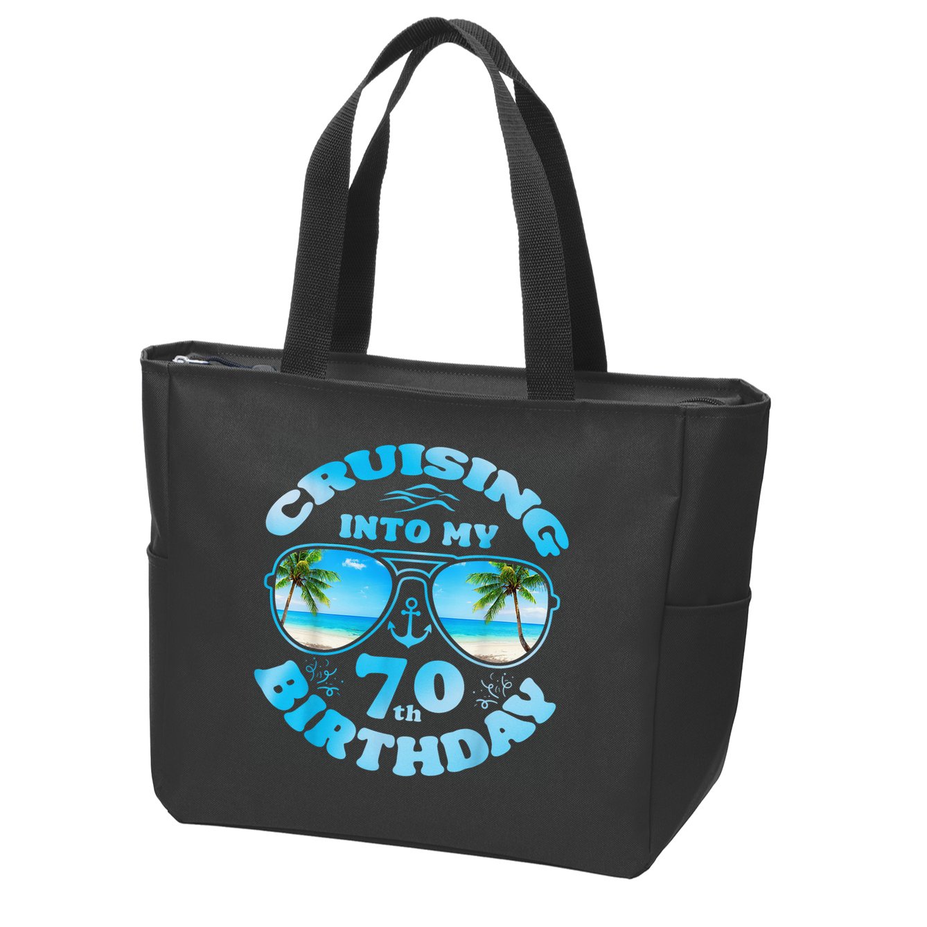 Cruising Into My 70th Birthday-Matching 70th Birthday Cruise Zip Tote Bag