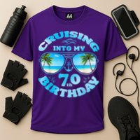 Cruising Into My 70th Birthday-Matching 70th Birthday Cruise Cooling Performance Crew T-Shirt